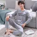 2 Sets of Men Pajamas Set of Long-Sleeved Long Trousers Students Sleepwear Homewear Cartoon O-Neck Striped Nightwear Loungewear.