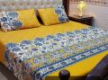 Bedsheet King Size Yellow Color Stitched 3 Pice. 