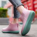 Fashion women's rain shoes, low top waterproof shoes, non-slip thick soled rain boots for women.