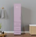 Customized || Narrow Wardrobe Closet with Door, 3 Exterior Drawers || Chipboard || 16.5″W x 21.75″D x 48″H. 