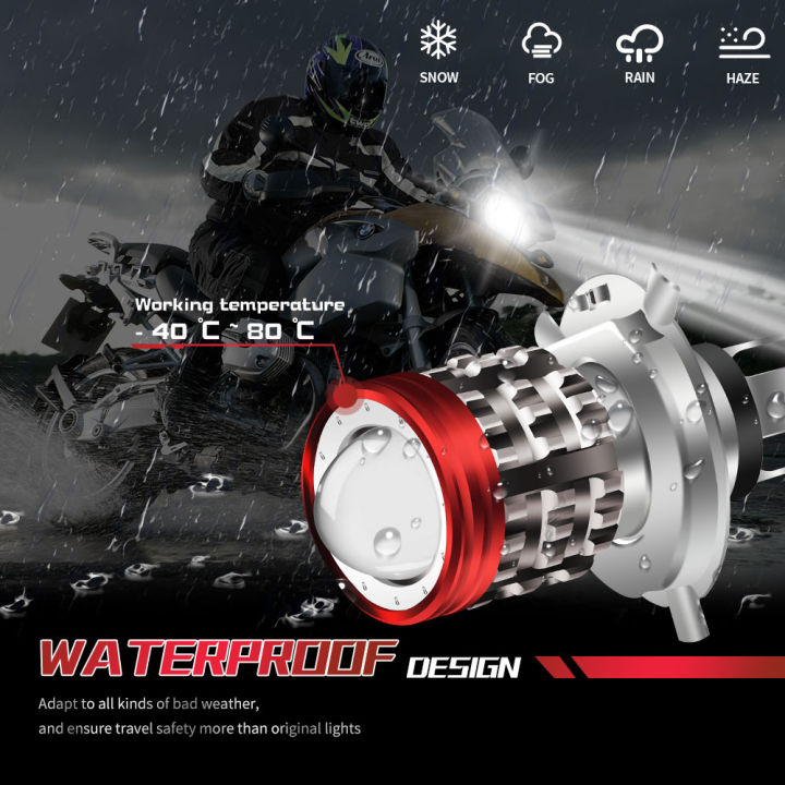 Universal H4 LED Motorcycle Headlight BA20D H6 Angel Eye Motor Led Bulb Motorbike Head Lamp White Yellow High Low Beam 12-80V