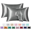 2pcs Standard Satin Pillowcases Pillow Case Cover Home Bedding Smoothy Pillow Rectangle Bedding Pillow Silk Pillowcase White Black Grey Blue Bed Decorative Pillow Covers Luxury Comfortable Home Bedding Cases. 