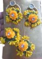 Handmade flower Earrings / Bindi / Ring / MEHNDI SETS / MAIYUN SET THREE PIECE ARTIFICIAL FLOWER SET. 