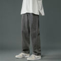 Korean Men's Casual Hip Hop Long Baggy Jeans Classic Man Straight Wide Leg Denim Pants Light Blue Grey Black Streetwear Trousers. 