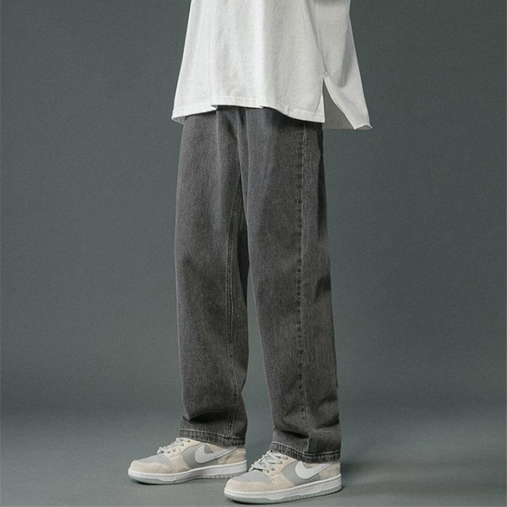 Korean%20Men's%20Casual%20Hip%20Hop%20Long%20Baggy%20Jeans%20Classic%20Man%20Straight%20Wide%20Leg%20Denim%20Pants%20Light%20Blue%20Grey%20Black%20Streetwear%20Trousers%20-%20Image%206