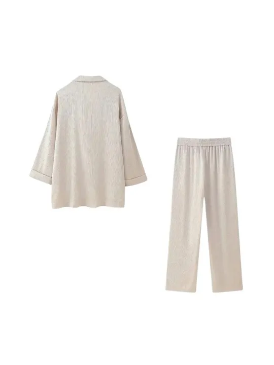 Women's%20Double-Breasted%20Loose%20Blazer%20Coat%20and%20High%20Elastic%20Waist%20Wide%20Leg%20Pants,%20Female%20Two%20Piece%20Sets,%20Fashion%20-%20Image%203