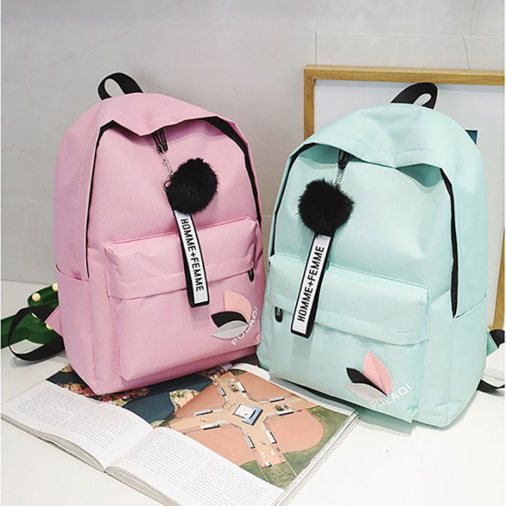 Women%20Schoolbag%20Waterproof%20Large%20Capacity%20School%20Backpack%20Smooth%20Zipper%20Solid%20Color%20Teens%20Girl%20Casual%20Daypack%20Bag%20Student%20Supply%20-%20Image%203