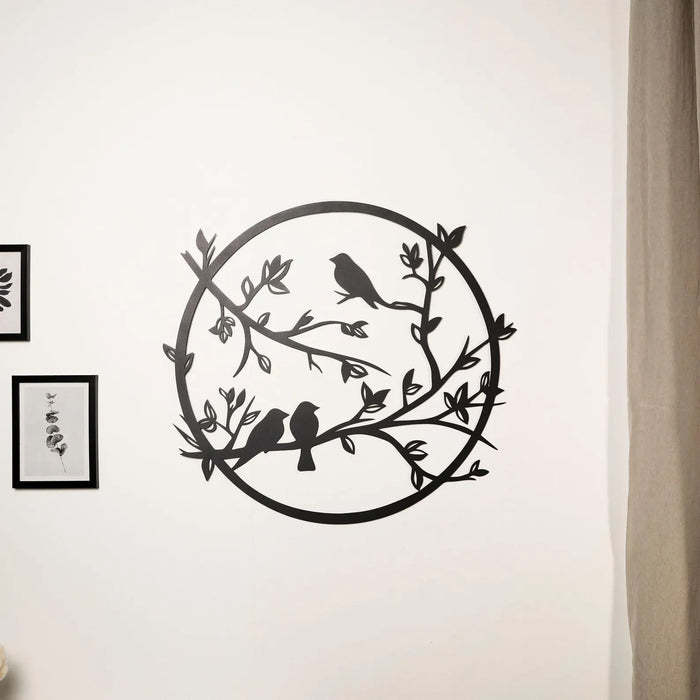 Birds on Tree Metal Wall Art – Nature-Inspired Decor - Black Color ...