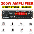 NEW 200W Amplifier Bluetooth DIY MP3 WAV Decoder Board DC 12V 100W Wireless Car USB MP3 Player TF Card Slot USB FM with Mic.
