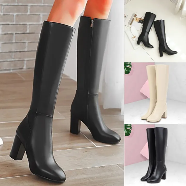 Autumn%20And%20Winter%20Women'S%20High%20Boots%20Fashion%20Soft%20Leather%20Back%20Zipper%20Long%20Boots%20Ladies%20Comfortable%20Knee%20High%20Boots%20Botas%20Mujer%20-%20Image%202