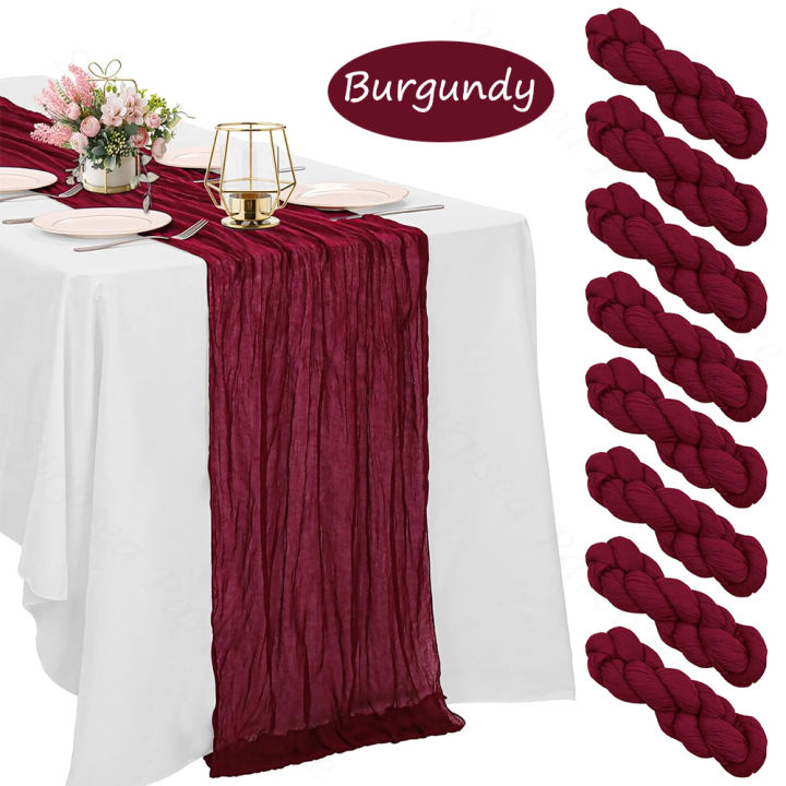 Burgundy Table Runner Cheesecloth Gauze Rustic Boho Cheese Cloth Table Runner Wedding Bridal Shower Birthday Party Decorations