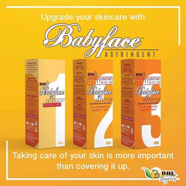Rdl Babyface Facial Peeling, Exfoliating Skin Cells, 1 2 3 Large Bottles, Size 60 Ml. Genuine Product from the Philippines