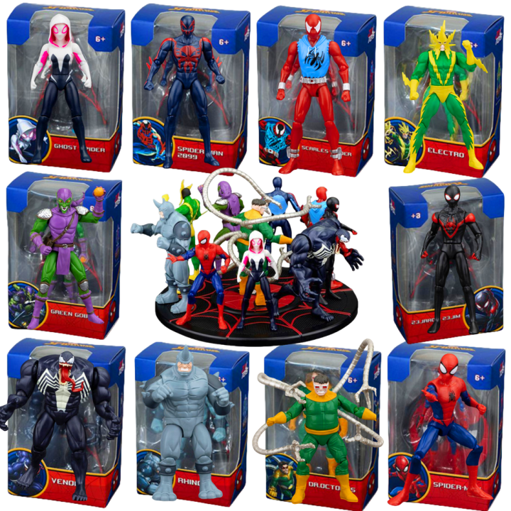4 inches Original ZD Action Figure Toy Iron Man Scarlet Spider Miles Morales Spider-Man Venom Gwen Anime Movable Doll Model