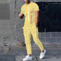 2024 Summer New Fashionable Men's Football Sportswear T-shirt Pants Set Casual Short Sleeve Set Jogging Fitness Clothing.