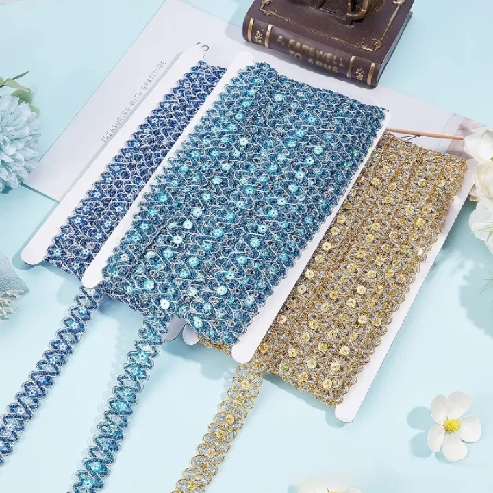 14.2Yds%20Gold%20Lace%20Fabric%20Sewing%20Embroidery%20Sequin%20Ribbon%203/4"%20Waved%20Paillette%20Lace%20for%20Sewing%20Christmas%20Dress%20Clothing%20Crafts%20-%20Image%206