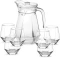 Delisoga Modern Transparent Diamond Shape Drinking Glass Set With Jug | Drinkware. 