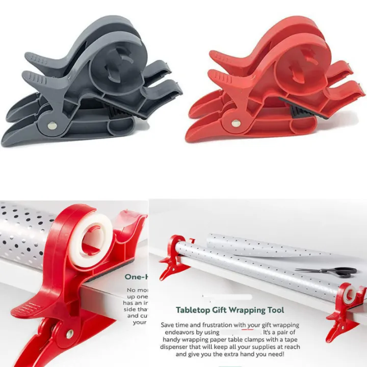 2pcs%20Tape%20Dispenser%20Paper%20Roll%20Holder%20Clip%20Wrap%20Tabletop%20Gift%20Wrapping%20Tool%20For%20Christmas%20Arts%20Crafts%20Tools%20-%20Image%203
