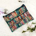 Stylish Book Lover's  Makeup Bag – Double Sided Print with Vibrant Bookshelf Design. 