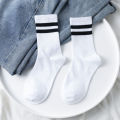 Women White Striped Socks New Trend Ins Korean Couple Crew Socks Cotton Casual Autumn Boys Girls Black Running Socks Fashion Skateboard Plain Female Stripes Socks. 