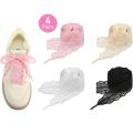 4 Pairs Lace Trim Flat Soft Shoelaces Blooming Ribbon Lace Up Shoe Strings for Women. 