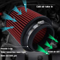 Neck 4" 100mm Universal Car High Flow Cold Air Intake Air Filter Power Intake Air Inlet System Mushroom Head Air Cleaner Red. 