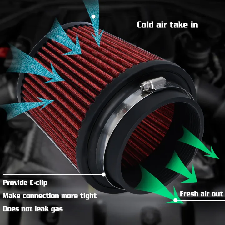 Neck%204"%20100mm%20Universal%20Car%20High%20Flow%20Cold%20Air%20Intake%20Air%20Filter%20Power%20Intake%20Air%20Inlet%20System%20Mushroom%20Head%20Air%20Cleaner%20Red%20-%20Image%205