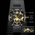 2023 Fashion Mens Business Watches Luxury Stainless Steel Mesh Belt Quartz Wrist Watch Luminous Clock Men Casual Calendar Watch. 