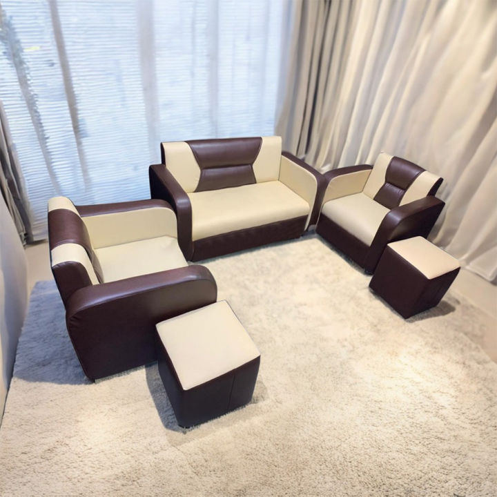 টুল সহ সোজা-ব্যাকড স্নুগ সোফা সেট (2 + 1 + 1)