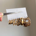 10 Pcs Acrylic Pearl C-shaped Leopard Print Earring for Women European and American Metal Earrings Light Luxury Accessories.