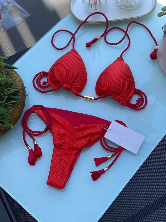 Adjustable%20Bandage%20Bikini%20Set%202023%20Swimwear%20Swimsuit%20Woman%20Sexy%20Bathing%20Suits%20Solid%20Bikinis%20Triangle%20Female%20Summer%20Beachwear%20-%20Image%203