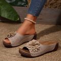 Large Size Women's Roman Style Hollow Out Lightweight Slip-On Shoes Sewing Line Cross-Border Platform Slippers.