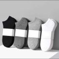 pack of 5 pairs cotton ankle socks solid colour black white grey. 