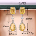 Huitan Fresh Pink/Yellow Cubic Zirconia Dangle Earrings for Women Temperament Elegant Female Earrings Engagement Wedding Jewelry. 