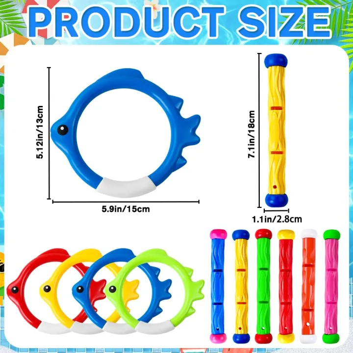 10pcs%20Pool%20Diving%20Swim%20Toys%20Colorful%20Underwater%20Training%20Sinking%20Throwing%20Dive%20Rings%20Sticks%20for%20Kids%20Summer%20Pool%20Swimming%20Party%20-%20Image%202