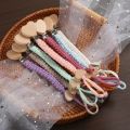 New Pacifier Weave Chain Pendant for Beech Wooden Heart Nipple Holder Soother Chain Clips Teethers for Baby Accessories. 