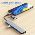 USB C Hub USB Hub 3.0, Aluminum 7 in 1 USB Extender, USB Splitter with 1 X USB 3.0, 4 X USB 2.0 and 2 X USB C Ports.