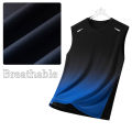 Summer Running Vest Men Contrasting Reflective Jogging Sports Sleeveless Coat Outdoor Breathable Elasticity Fitness Sportswear.