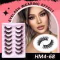 7 Pairs Pack 3D Wispy Cat Eye Fake Lashes Natural Fluffy Faux Mink Full Strip Makeup Eyelashes That Look Like Extensions. 