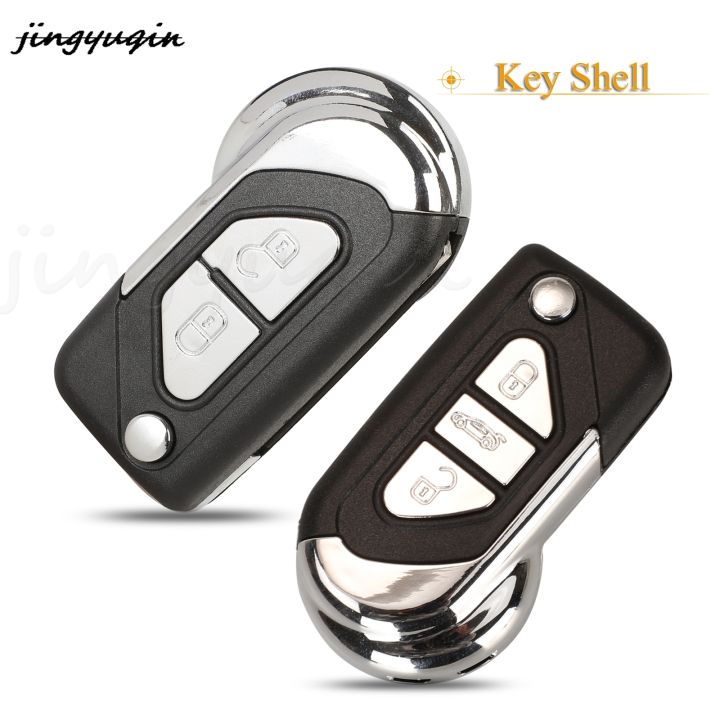 Jingyuqin 2/3 Buttons Flip Folding Remote Car Key Shell Case Fob For Citroen DS3 With Uncut VA2 Blade Housing Cover