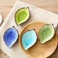 1/4PCS Leaves Ceramic Saucer Creative Ice Crack Glaze Leaf Ceramic Seasoning Soy Sauce Vinegar Plates Kitchen Multi-Purpose Dish.