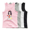2024 Summer Girls Cute Cat Print Vest Princess Girl Fashion Tank Top Kids Sleeveless T-shirt 3-14y.