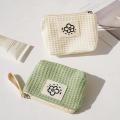 Women's Small Matcha Green Makeup Bag Portable Coin Purse Commuter Lipstick Headphones Storage Bag Double Canvas Chain Key Case. 