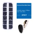 Black Nail Art Crystal Rhinestones, Multi Size Flatback Gems for Nail Art DIY Decoration. 