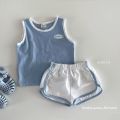 TZ24040 summer Korean version 2025 new baby pure cotton sports casual vest shorts two-piece set.