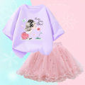 Fashion Summer Girls Outfits Pretty Ballet Dance Girl T-shirt and Tutu Skirt Set for Princess Clothes Suit Children Clothing.