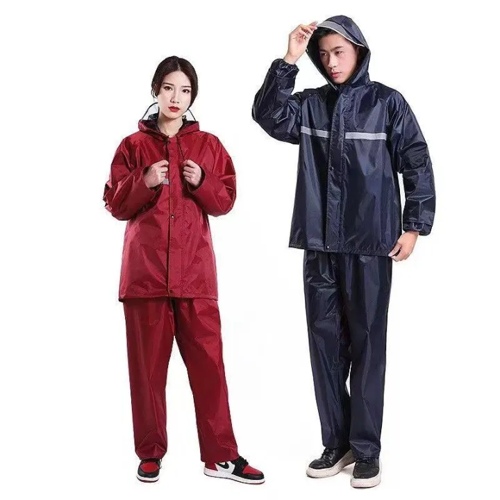 Black/red%20rain%20poncho%20with%20reflective%20stripe%20models%20hooded%20coat%20waterproof%20rain%20suit%20-%20Image%202