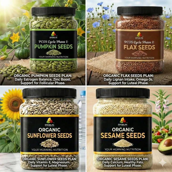 PCOS%20Seed%20Cycling%20Kit%20(400g%20Bundle)%20-%20Pumpkin,%20Sunflower,%20Flax%20&%20Sesame%20Seeds%20(100g%20Each)%20for%20Hormonal%20Balance%20&%20Irregular%20Periods%20-%20Image%206