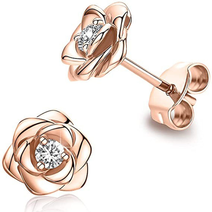 Huitan%20Eternity%20Flower%20Stud%20Earrings%20with%20CZ%20Romantic%20Rose%20Ear%20Accessories%20for%20Women%20Daily%20Wear%20Elegant%20Earrings%20Classic%20Jewelry%20-%20Image%204