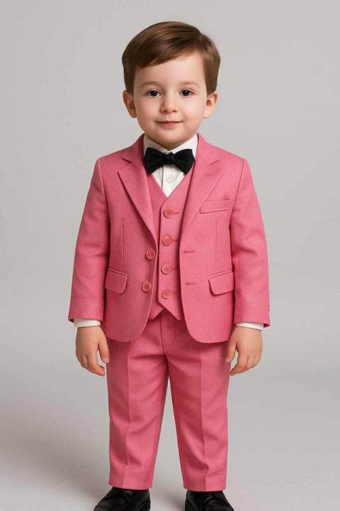 Premium Formal 3-Piece Suit for Boys – Blazer, Vest & Pants, Shirt, Bow tie Set (6 Months to 11 Years)