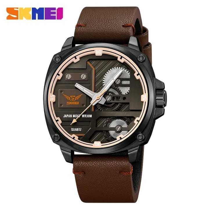 Skmei 2289 new Men's watch unique style luxury fashion exclusive design waterproof imported quartz movement leather belt wrist-watche for men